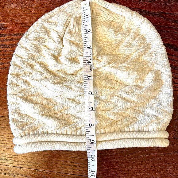 Winter White Beanie Hat 100% Cotton With Small Beads NWT main image 5